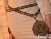 Double Wrap Pyramid Belt with Detachable Wristlet Bag