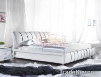 Newest Model Genuine Leather Fashionable White Bed