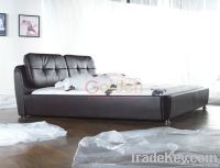 Black Leather Soft Bed - Cheapest Manufacturer Price