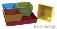 100% Melamine Square Jell Cup Set Wtih Tray