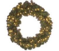 24" Pre-Lit Indoor Outdoor Christmas Wreath With 70 Clear Lights