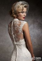 High Neck Top Quality Floor Length A-line Lace Wedding Dresses Custom