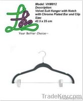 VHM012 velvet suit hanger with metal clip