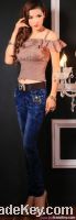 floral jeans, skinny jeans, women jeans from jeans manufacturer directly