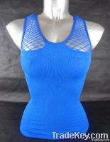 Lady's Seamless Stylish Blue Tank Tops