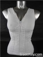 Lady's Seamless White Camisole Tops With Zipper