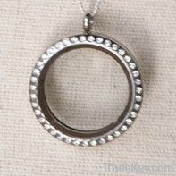 Large glass stainless steel locket pendant