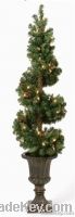 28" Pre-Lit Indoor/Outdoor Spiral Christmas Topiary in Decorative Pot