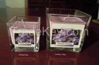 square glass candles scented