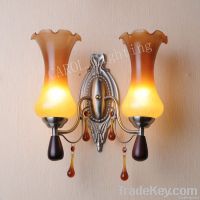 Crystal and glass wall lamp