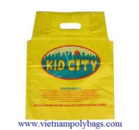 Yellow degradable HDPE patch handle plastic poly bag