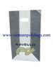 Punch out handle plastic poly bag with cardboad insert