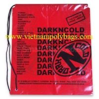 Red LDPE Drawstring poly bag