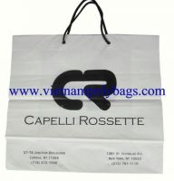 Square bottom Plastic poly bag with pp cotton rope and metal eyelets