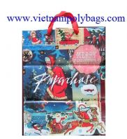Christmas plastic poly bag with pp cotton fabic