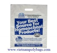 Shopping poly plastic bag with patch handle