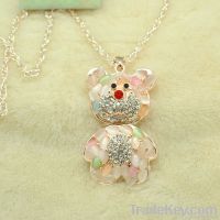 NOV new muiti-colored Opal Bear necklace