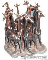 Antelope family wood carving