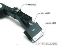 3in1 retractble charging cable for blackberry samsung iphone