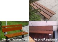 Outdoor strand woven bamboo desk and bench panel