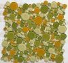 Green glass tiles round mosaic EMHY3