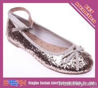 2014 girls glitter flat shoes with back strap