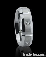 Domed Brushed tungsten rings mens