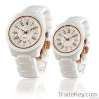 luxury white ceramic watch mens women with IPG