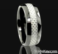 Black Ceramic ring carbon fiber inlay