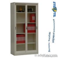 Metal Storage Cabinet with 2 Glass Full High Sliding Door