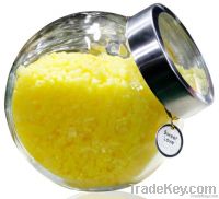 Yellow Scented Candle Wax Beads In Big Glass Pot Mg-08