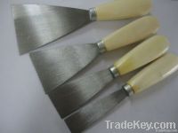 wooden handle puuty knife, carbon steel blade, scraper