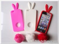 rabbit with hair tail pattern cases for iphone5