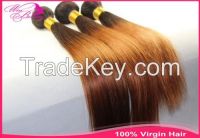 Brazilian Remy ombre straight hair extensions two tone human hair weave Mix 3bundles lot straight ombre human hair