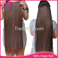 Full Head One Piece 100g Clip In Yaki Remy Human ponytail Hair Extensions Hair pieces