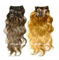 100% human remy hair clip wefts with curl
