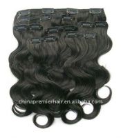 Indian remy hair curl clip in hair extensions wefts with curl