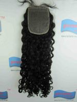 indian remy hair swiss lace top closure 1# curly 18" 3.5x4" with silk top