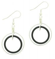 Sterling silver hoop earrings with black agate