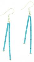 Handmade turquoise glass and sterling silver earrings