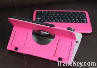 Pink Leather bluetooth keyboard for iPad Mini case with standing