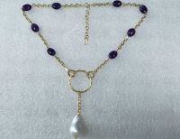 Passionate Necklace---amethyst Baroque Pearl Necklace