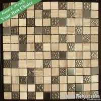 Carved Resin Mix Metal With Marble Mosaic Wall Tile