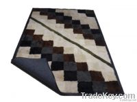 sheepskin fur rug with leather frame