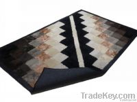 sheepskin fur rug with leather frame