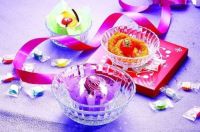 Colorful Glass Bowl with Flower Design