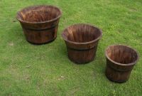 Wooden Barrow Garden Flower Plant Barrel Planter Pot