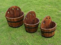 Round wood garden pots