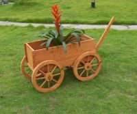 small outdoor soild wood flower cart