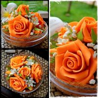 Powerful Orange Handmade Soap Carved Flower